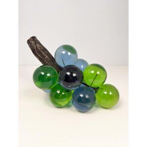 MCM vintage lucite grapes in green and blue - 8" length